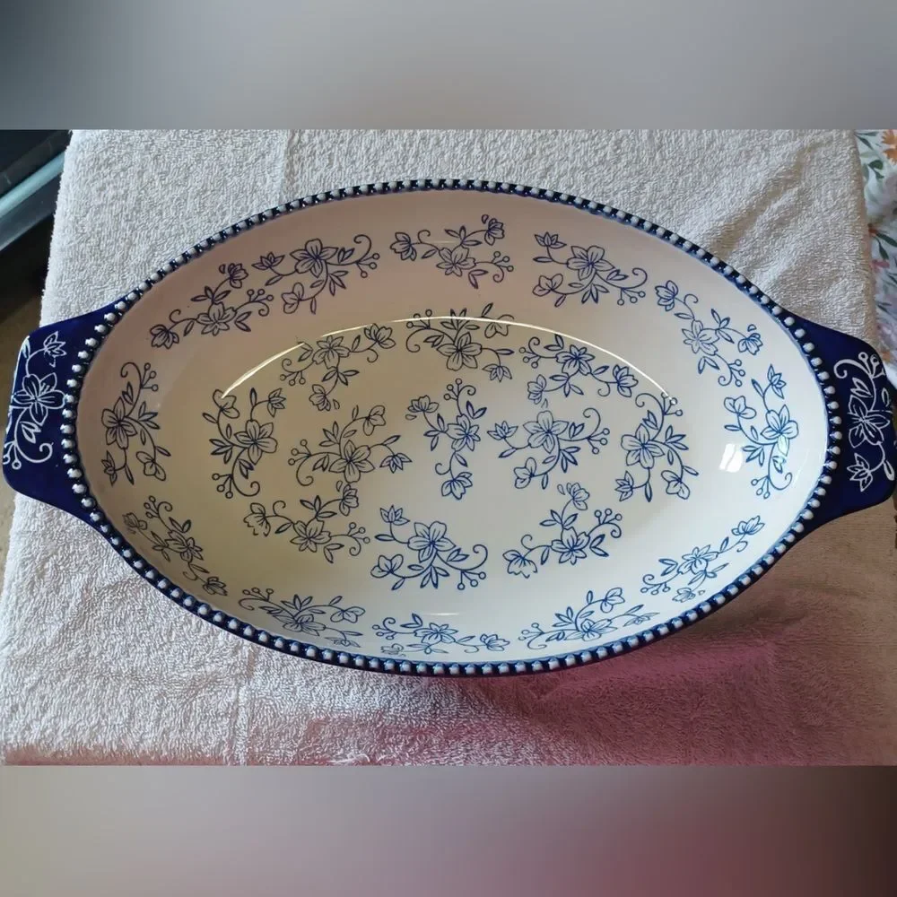 Floral Ceramic Baking Dish temp-tations 3 qt shallow casserole dish
